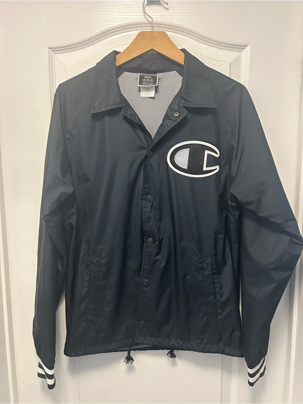 Champion Black Coach Jacket with White C Logo